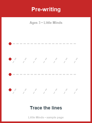 Pre-writing — sample worksheet for 3-year-olds