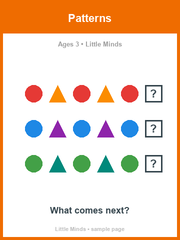 Patterns — sample worksheet for 3-year-olds