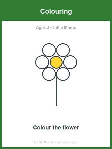 Colouring — sample worksheet for 3-year-olds